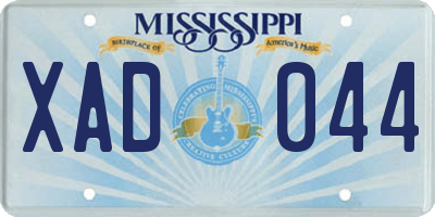 MS license plate XAD044