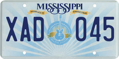 MS license plate XAD045