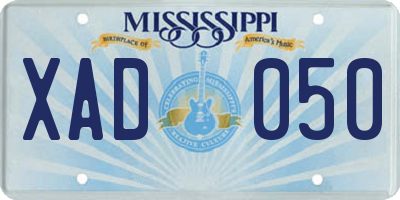 MS license plate XAD050