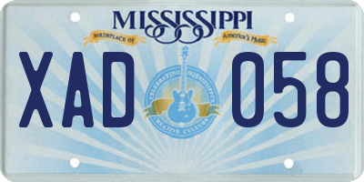 MS license plate XAD058
