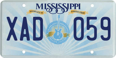 MS license plate XAD059