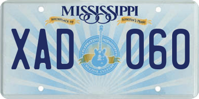 MS license plate XAD060