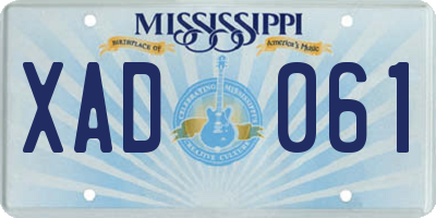 MS license plate XAD061