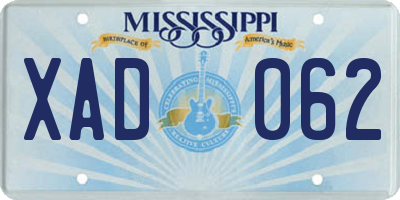 MS license plate XAD062