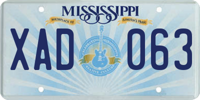 MS license plate XAD063