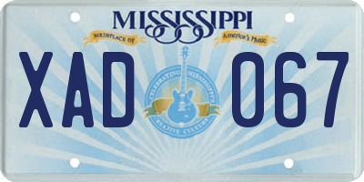 MS license plate XAD067