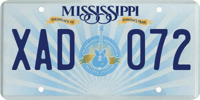 MS license plate XAD072