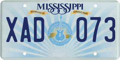 MS license plate XAD073
