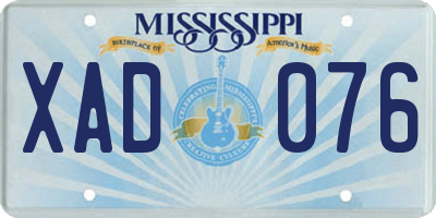 MS license plate XAD076
