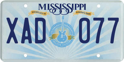 MS license plate XAD077