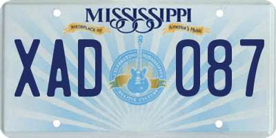 MS license plate XAD087