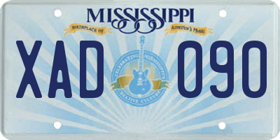 MS license plate XAD090