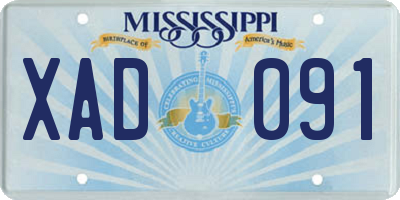 MS license plate XAD091