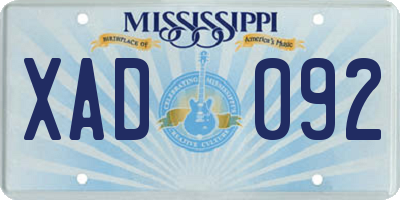 MS license plate XAD092