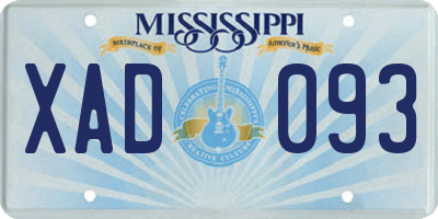 MS license plate XAD093