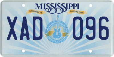 MS license plate XAD096