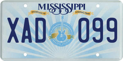 MS license plate XAD099