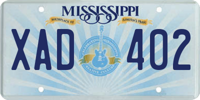 MS license plate XAD402