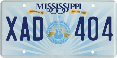 MS license plate XAD404