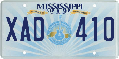 MS license plate XAD410