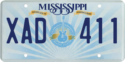 MS license plate XAD411