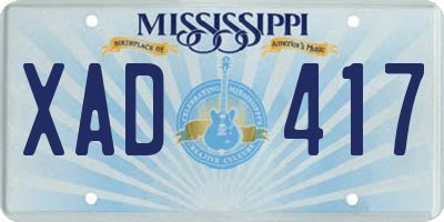 MS license plate XAD417