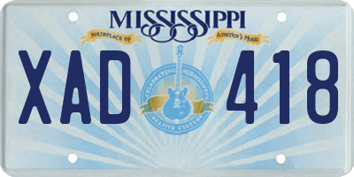 MS license plate XAD418
