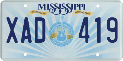 MS license plate XAD419