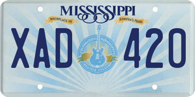 MS license plate XAD420
