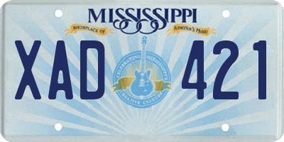 MS license plate XAD421