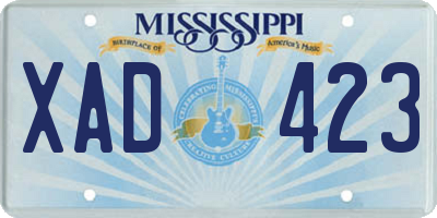 MS license plate XAD423