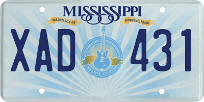 MS license plate XAD431