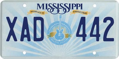 MS license plate XAD442