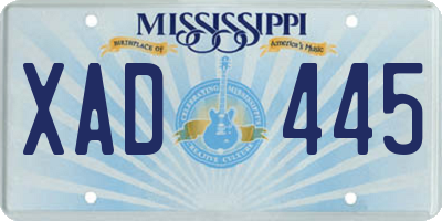 MS license plate XAD445