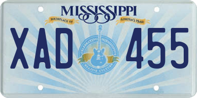 MS license plate XAD455