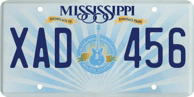 MS license plate XAD456