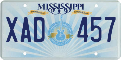 MS license plate XAD457