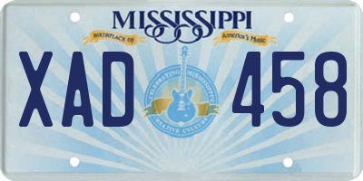 MS license plate XAD458