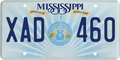 MS license plate XAD460