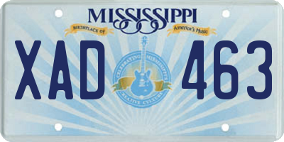 MS license plate XAD463