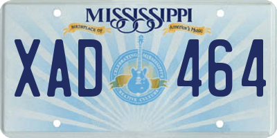 MS license plate XAD464