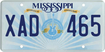 MS license plate XAD465