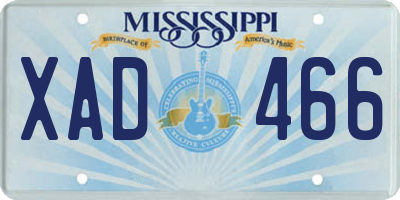 MS license plate XAD466