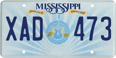 MS license plate XAD473