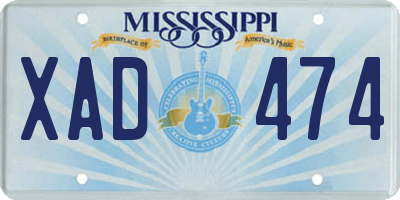 MS license plate XAD474