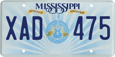 MS license plate XAD475