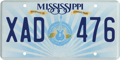 MS license plate XAD476