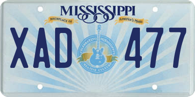MS license plate XAD477