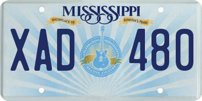 MS license plate XAD480