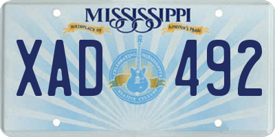 MS license plate XAD492